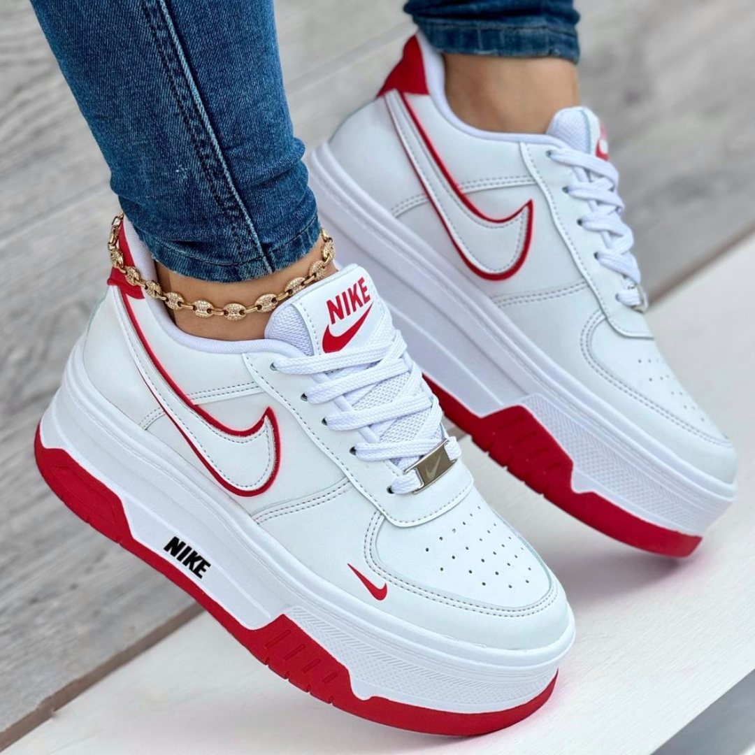 Zyon - Tenis Aero Double Sole Blanco Rojo | Dama