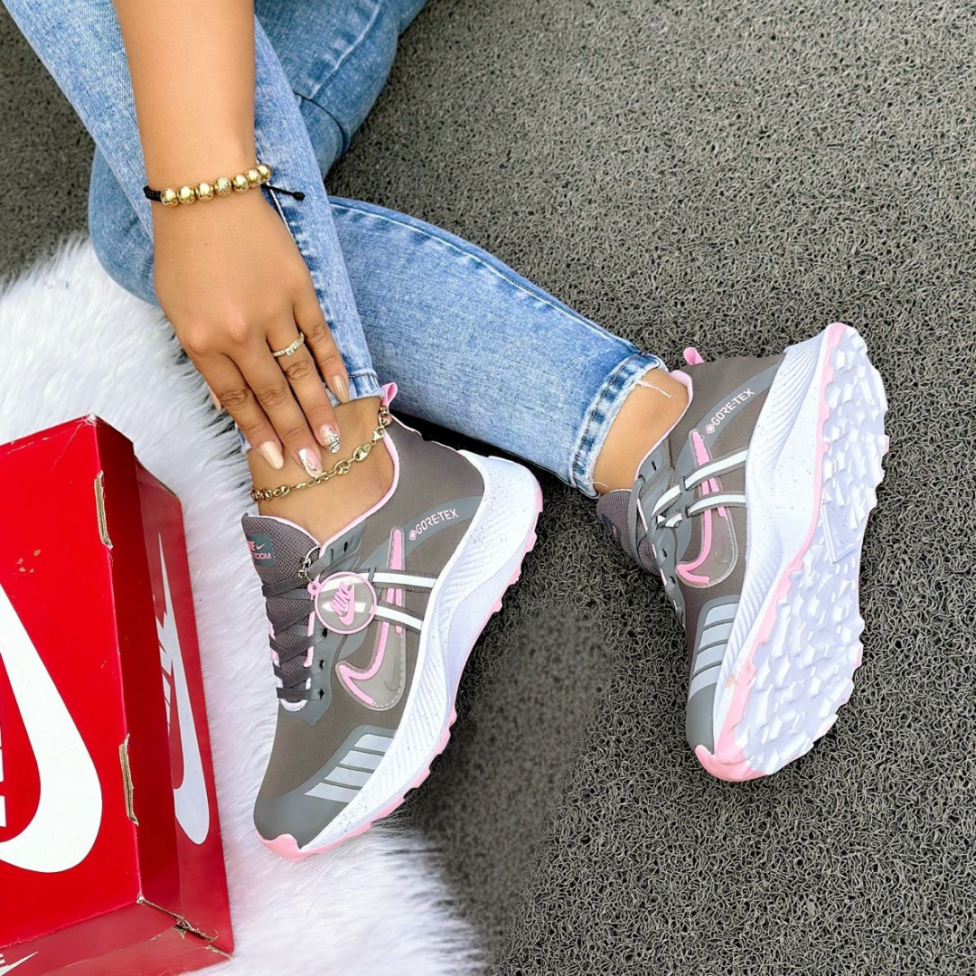 Zyon - Tenis Aero Reflectivo Gris Rosa | Dama