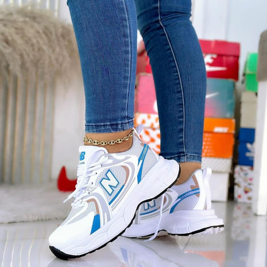 Zyon - Tenis Balance Bubble Blanco Azul | Dama