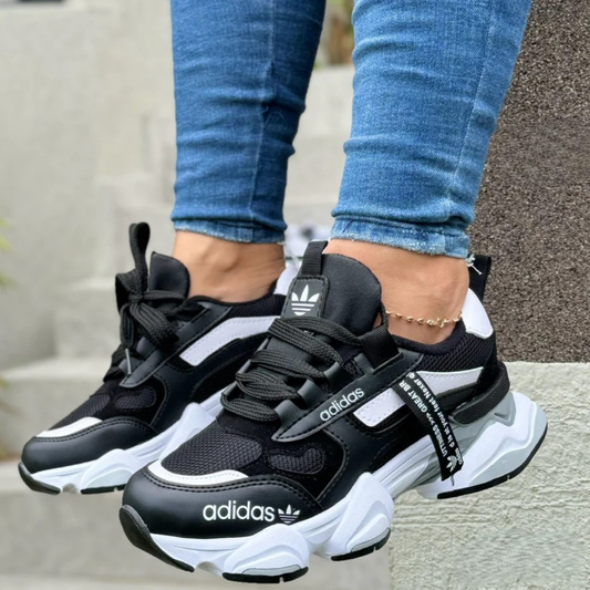 Zyon - Tenis Classic Fashion Negro Blanco | Dama