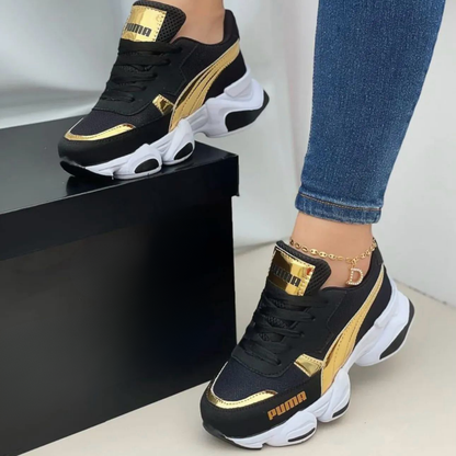 Zyon - Tenis Wild Fashion 2.0 Negro Oro | Dama