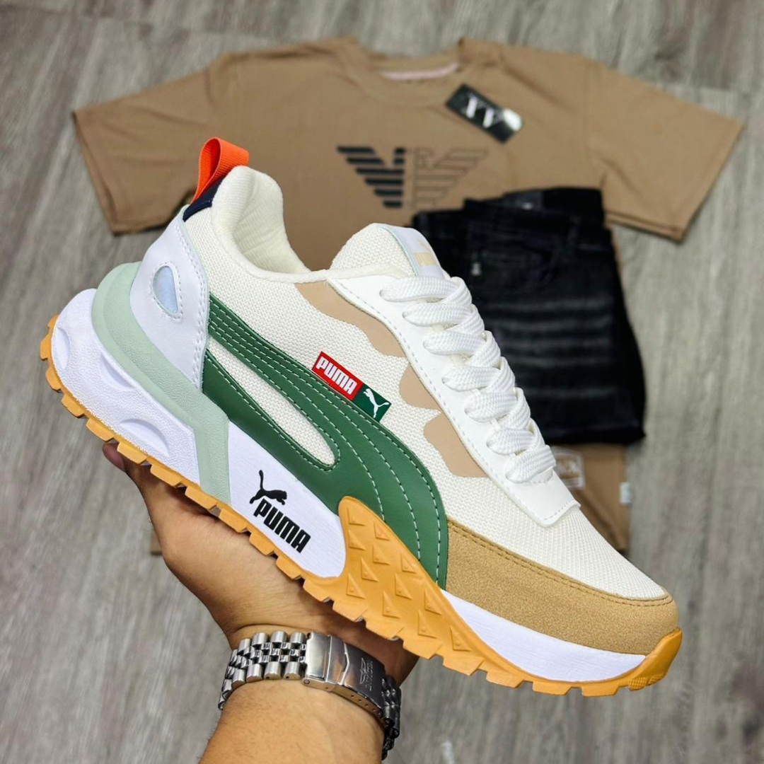Zyon - Tenis Wild Rider Beige Verde | Unisex