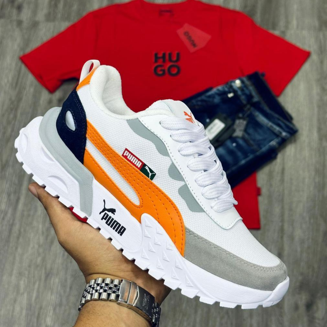 Zyon - Tenis Wild Rider Blanco Naranja | Unisex